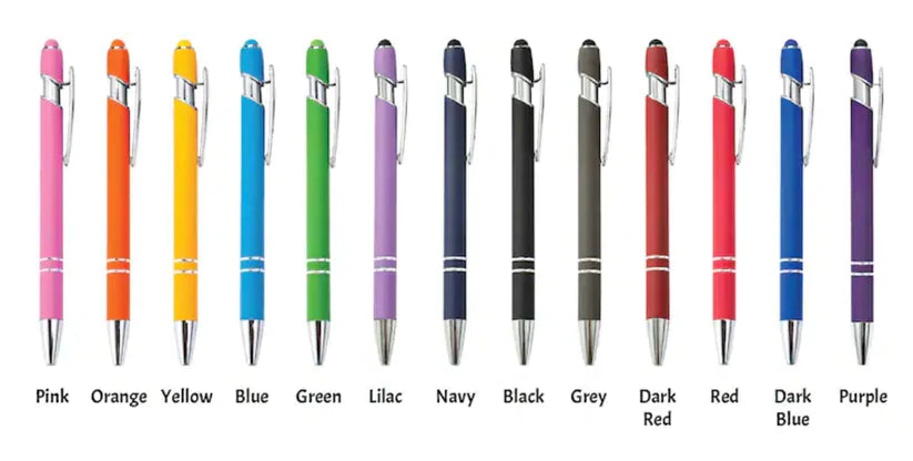 Soft Touch Metal Pen with Stylus Tip Box of 50